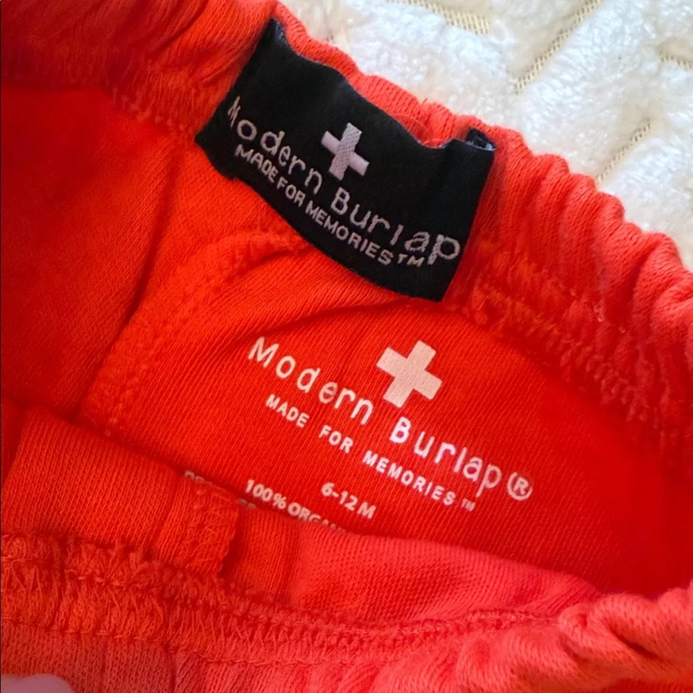 Modern Burlap 100% organic cotton Red Kids Shorts 6-12m